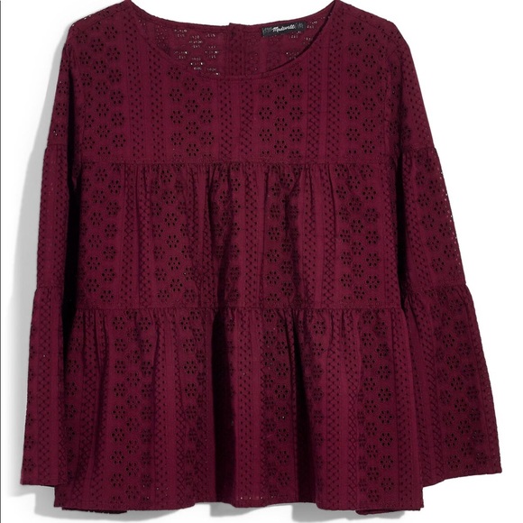 Madewell Tops - Madewell Tiered Button Back Eyelet Top Sz Sm NWT